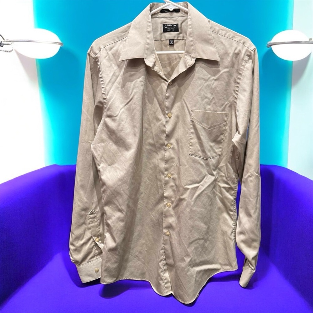 Arrow Men's Light Tan Dress Shirt size 16 - 34/35